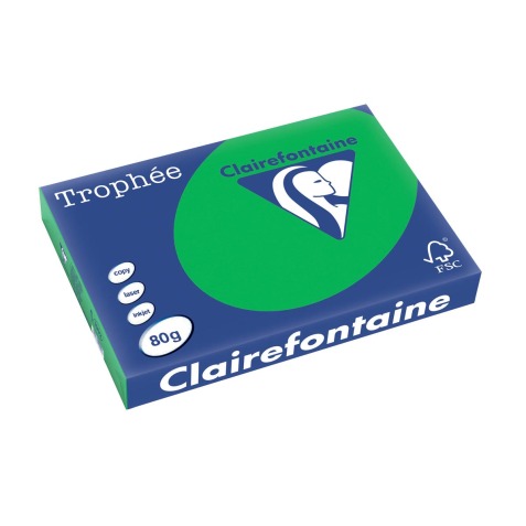 Clairefontaine Trophée Intens, papier couleur, A3, 80 g, 500 feuilles, vert billard