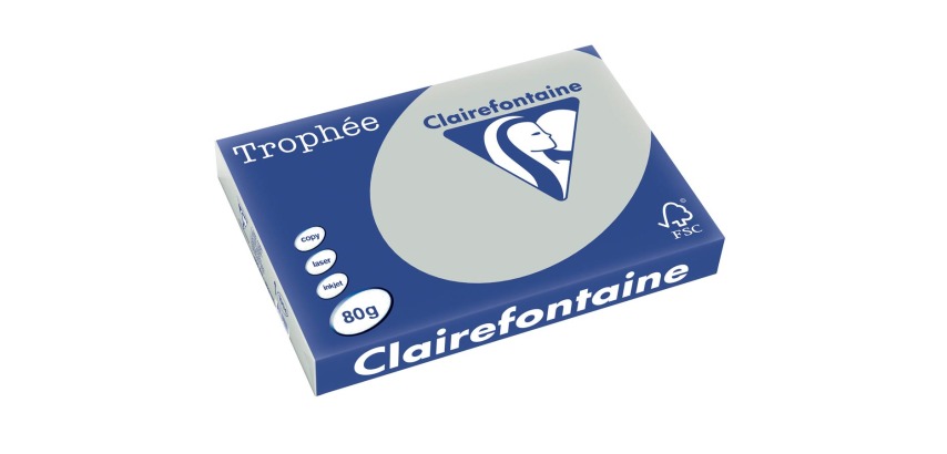 Clairefontaine Trophée Pastell, Farbiges Papier, A3, 80 g, 500 Blatt, Hellgrau