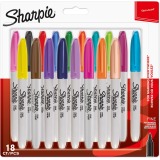 Sharpie marqueur permanente, fin, blister de 18 pièces en couleurs assorties