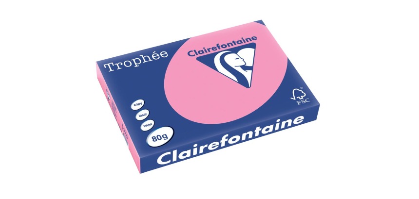 Clairefontaine Trophée Pastell, farbiges Papier, A3, 80 g, 500 Blatt, intensives Rosa