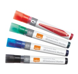 Marqueur tableau blanc Nobo Liquid ink ogive 3mm assorti 4 pièces