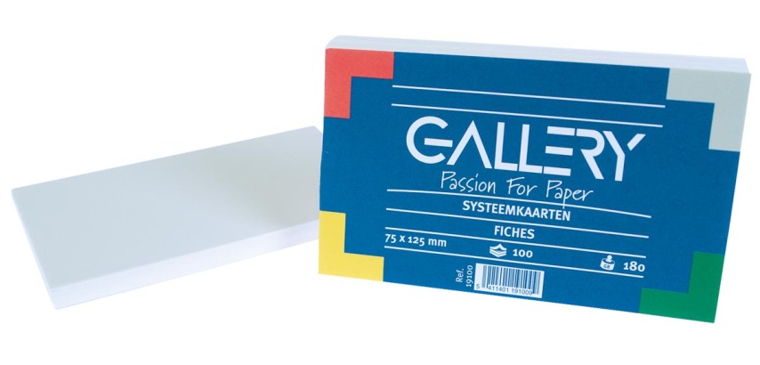 Gallery fiches blanches ft 7,5 x 12,5 cm, uni, paquet de 100 pièces