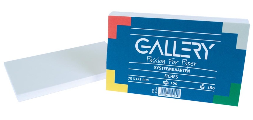 Gallery fiches blanches ft 7,5 x 12,5 cm, uni, paquet de 100 pièces