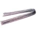 Bouhon ficelle chenille argent, paquet de 10 pièces