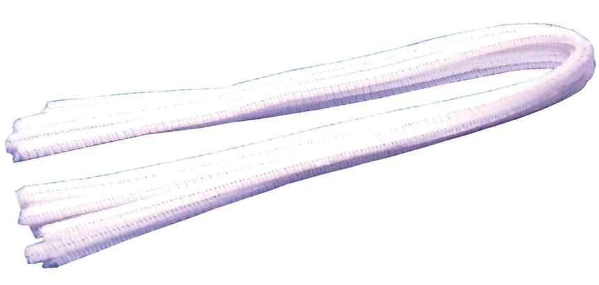 Bouhon ficelle chenille blanc, paquet de 10 pièces