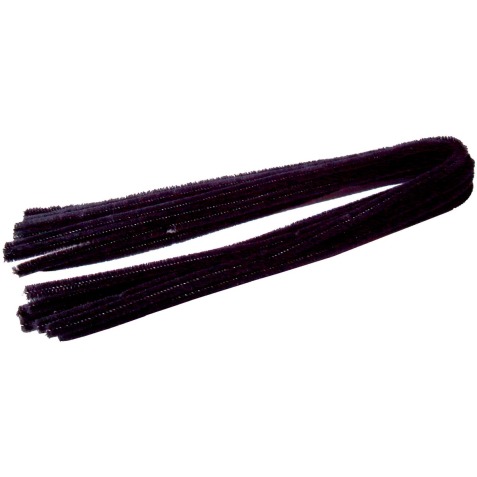 Bouhon ficelle chenille noir, paquet de 10 pièces