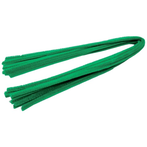 Bouhon ficelle chenille vert, paquet de 10 pièces