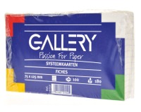 Gallery fiches blanches, ft 7,5 x 12,5 cm, quadrillé 5 mm, paquet de 100 pièces