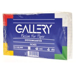 GB_Gallery fiches blanches, ft 7,5 x 12,5 cm, quadrillé 5 mm, paquet de 100 pièces