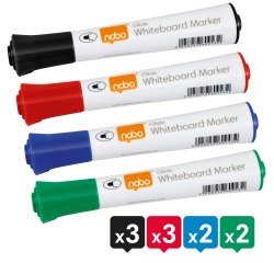Whiteboardmarker Nobo Glide rond assorti 2mm 10st