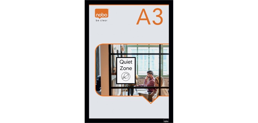 Magnetic Adhesive Poster Holder Nobo A3 Black 2 Pieces
