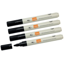 Nobo whiteboardmarker, ronde punt, schrijfbreedte 3 mm, etui van 4 stuks, zwart