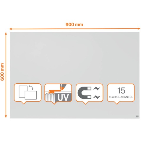 Nobo Infinity tableau blanc sans cadre, acier, magnétique, 90 x 60 cm