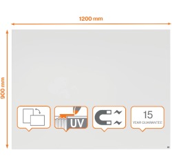 Nobo Infinity tableau blanc sans cadre, acier, magnétique, 120 x 90 cm