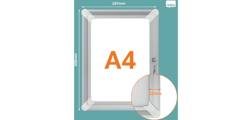 Nobo Premium Plus click frame, aluminum, lockable, size A4