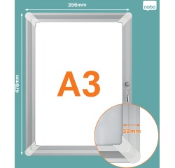Nobo Premium Plus click frame, aluminum, lockable, size A3