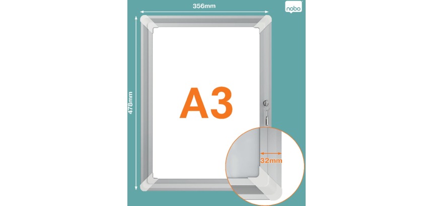 Nobo Premium Plus click frame, aluminum, lockable, size A3