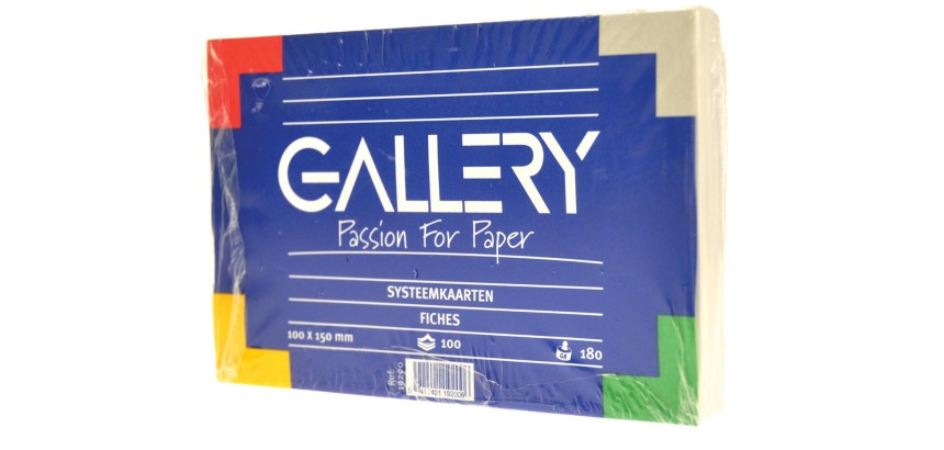 Gallery fiches blanches, ft 10 x 15 cm, uni, paquet de 100 pièces