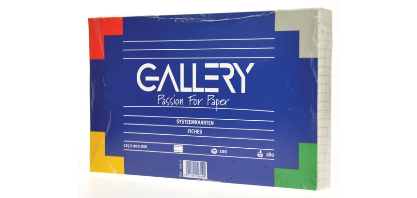 Gallery fiches blanches, ft 12,5 x 20 cm, ligné, paquet de 100 pièces