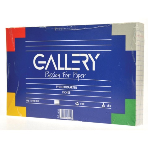 Gallery witte systeemkaarten, ft 12,5 x 20 cm, gelijnd, pak van 100 stuks