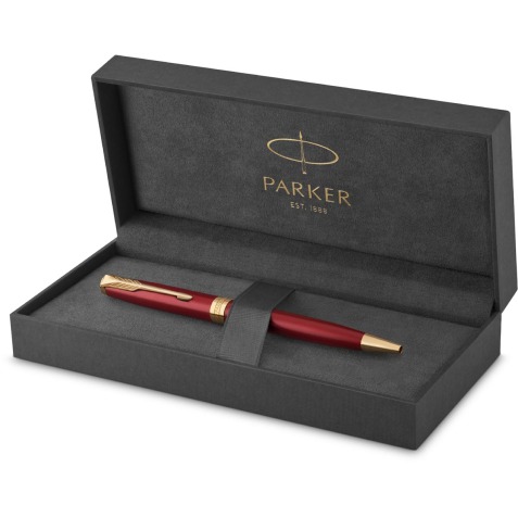 Parker Sonnet balpen, rood/goud, medium, in giftbox