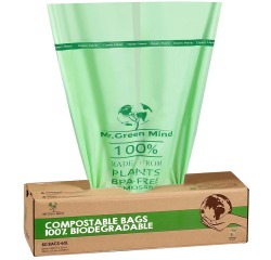 Sac poubelle bio Mr Green Mind 60x80cm 60L Distributeur 60 pièces
