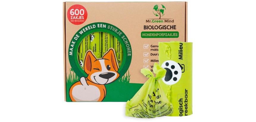 Mr. Green Mind Bio Dog Waste Bags, Green, Box of 600 Pieces