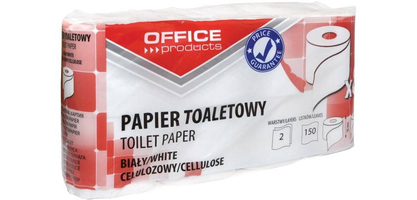 OFFICE products toilet paper, 2-ply, 150 sheets, white, pack of 8 rolls