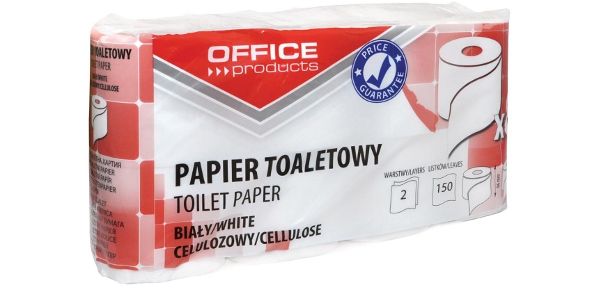 OFFICE products papier toilette, 2 pli, 150 feuilles, blanc, paquet de 8 rouleaux