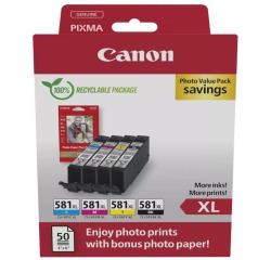 Canon photo value pack CLI-581 XL, 170 - 520 foto's, OEM 2052C006, 4 kleuren