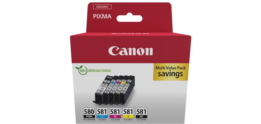 Canon cartouche d'encre 1 x PGI-580PGBK noir + 1 x CLI-581, 200 - 1.660 pages, OEM 2078C008, 4 couleurs