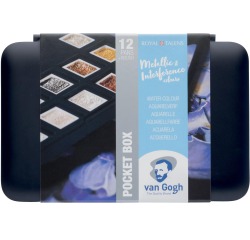Talens Art Creation aquarelle, pocketbox 12 godets, couleurs métalliques et interférence