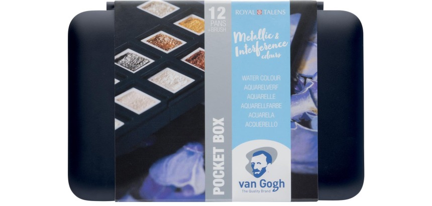 Talens Art Creation watercolor, pocketbox 12 pans, metallic and interference colors