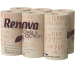 Renova Love & Action papier toilette, 2 plis, 130 feuilles, paquet de 108 rouleaux