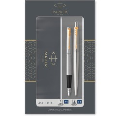 En_juego parker duo jotter acero gt boligrafo + pluma