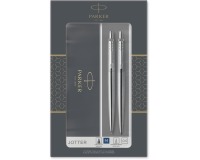 Balpen en vulpotlood Parker Jotter stainless steel CT medium 2 stuks