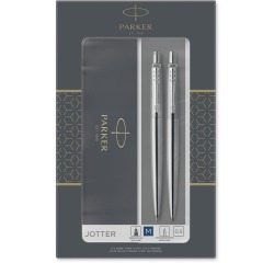 Balpen en vulpotlood Parker Jotter stainless steel CT medium 2 stuks