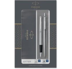 Ballpoint pen and fountain pen Parker Jotter Stainless Steel CT Medium 2 pieces