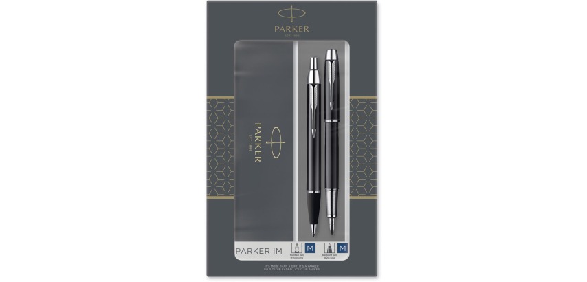 Parker IM Black Geschenkbox-Duoset, Füllfederhalter und Kugelschreiber, Schwarz