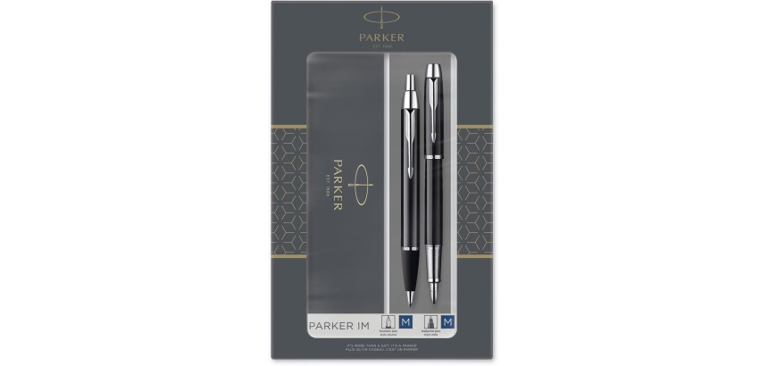 Parker IM Black gift box duoset, fountain pen and ballpoint pen, black