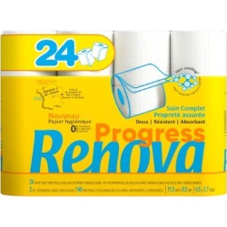 Renova Progress papier toilette, 2 plis, 140 feuilles, paquet de 24 rouleaux