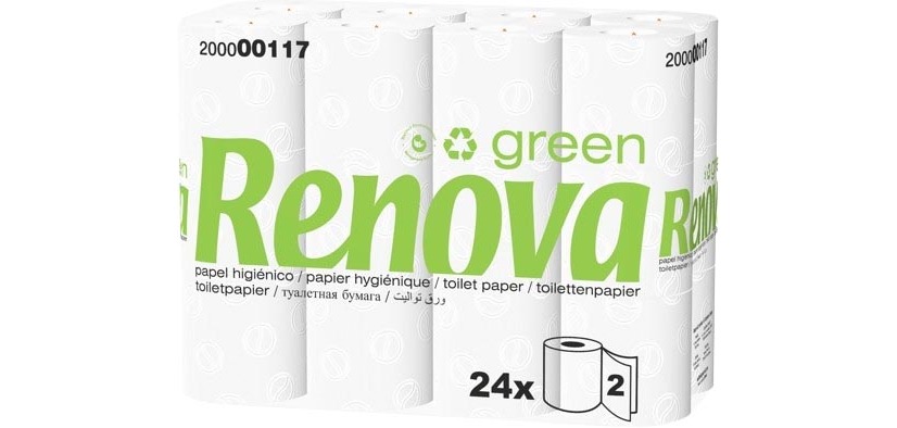 Renova Green toiletpapier, 2-laags, 160 vellen, pak van 96 rollen