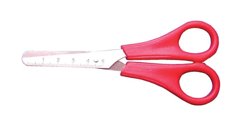 Bouhon ciseaux, ft 14 cm, droite, bouts rond, inox, couleurs assorties