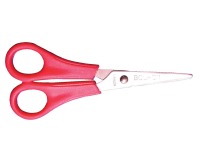 Bouhon Schere, 14 cm, gerade, spitze Enden, rostfreier Stahl, rot