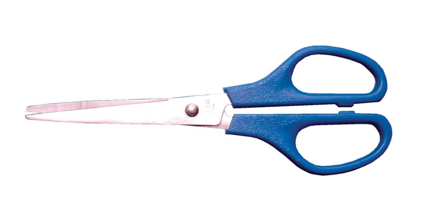 Bouhon schaar, ft 16 cm, rechts, scherpe punt, RVS, blauw