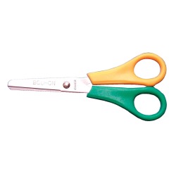 Bouhon schaar, ft 14 cm, links, ronde punt, RVS, geel/groen