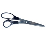 Bouhon ciseaux, ft 21 cm, droite, bouts rond, inox, noir