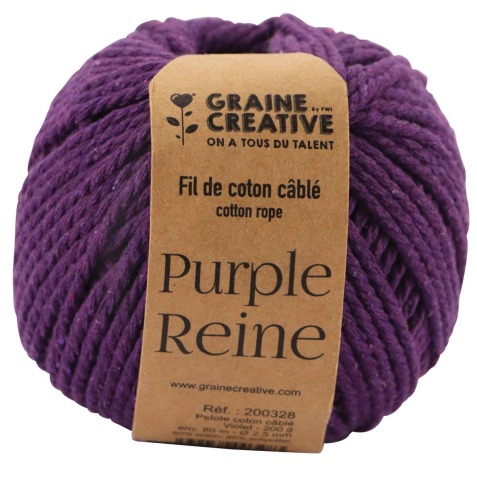 Graine Créative Corde en macramé, ft 2,5 mm x 80 m, violet