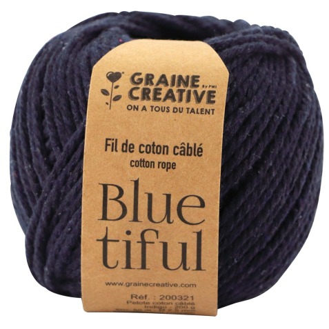 Graine Créative Corde en macramé, ft 2,5 mm x 80 m, indigo