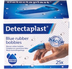 Detectaplast doigtiers, en caoutchouc, sans latex, bleu, paquet de 25 pièces